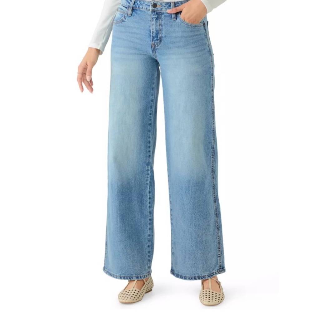 RE Generation by Celebrity Pink Mid-Rise Wide Leg Denim Jeans (Small)